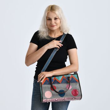Chaos by Elsie Echtleder Crossbody mit RFID, Patchwork Mehrfarbig, 36 x 15 x 25 cm, Schwarz