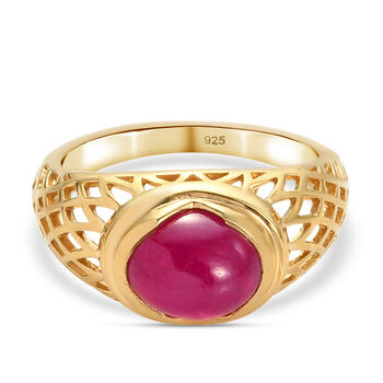 Afrikanischer Rubin (Fissure gef&uuml;llt) Ring 925 Silber vergoldet (Gr&ouml;&szlig;e 16.00) ca. 2,86 ct