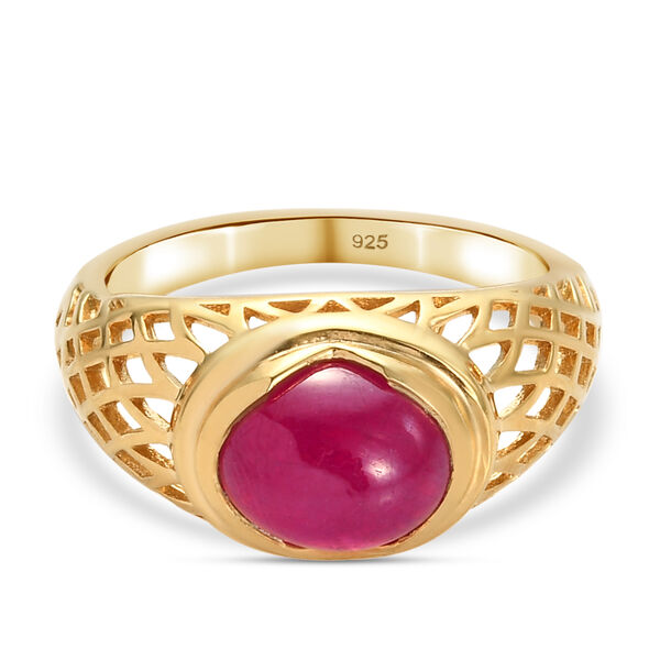 Afrikanischer Rubin (Fissure gef&uuml;llt) Ring 925 Silber vergoldet