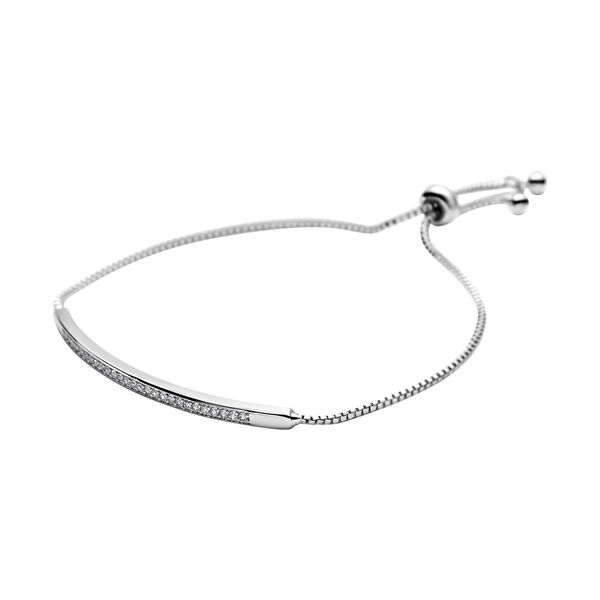 Wei&szlig;es Zirkonia Bolo-Armband, ca. 15-23 cm, reines Messing ca. 2,00 ct image number 3