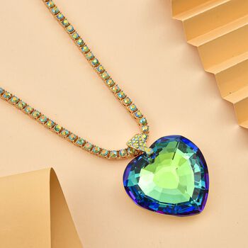 Gr&uuml;ner Magie Farbe Kristall Anh&auml;nger mit Kette, Goldfarben