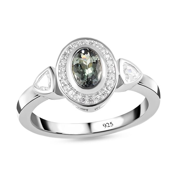 Gr&uuml;ner Tansanit und Zirkon-Ring - 1,09 ct. image number 4