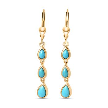 AA Sleeping Beauty T&uuml;rkis Ohrringe 925 Silber 750 Gelbgold Vermeil ca. 1,62 ct.