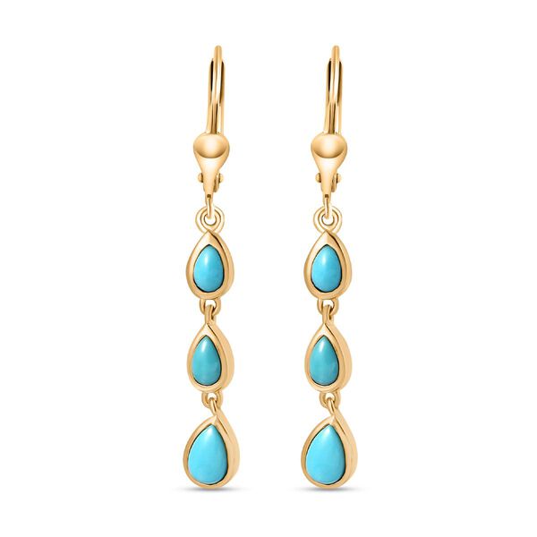 AA Sleeping Beauty T&uuml;rkis Ohrringe 925 Silber 750 Gelbgold Vermeil ca. 1,62 ct.