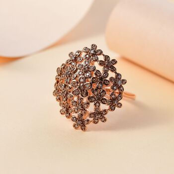 GP Italienischer Garten Kollektion - Nat&uuml;rlicher Champagner Diamant, Kanchanaburi Blauer Saphir Ring 925 Silber 750 Ros&eacute;gold Vermeil (Gr&ouml;&szlig;e 21.00) ca. 0.51 ct