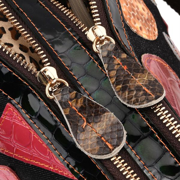 "Chaos by Elsie Genuine Leather shoulder Bag with RFID Color:black Size:35*12*22cm           Wall: Genuine Leather Lining: Polyester                Exterior:zipped-2, Interior:zipped-2, slip-2   with 1 Long strap:120cm image number 7