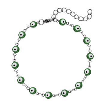 Gr&uuml;nes Edelstahl Armband, ca. 19 cm, emailliert ca. 3,80g