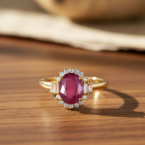 D'Joy afrikanischer Rubin, wei&szlig;er Topas und Zirkon Ring - 3,13 ct. image number 2