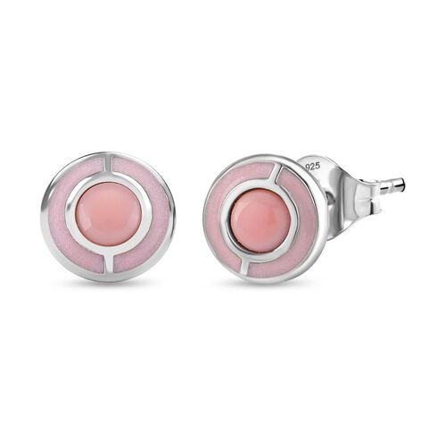 D'Joy Natürlicher Rosa Königsmuschel Perle Ohrringe 925 Silber Zweifarbige Beschichtung image number 0