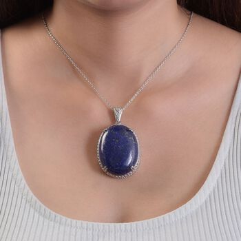 Lapislazuli Anh&auml;nger mit Kette, Edelstahl ca. 98.95 ct