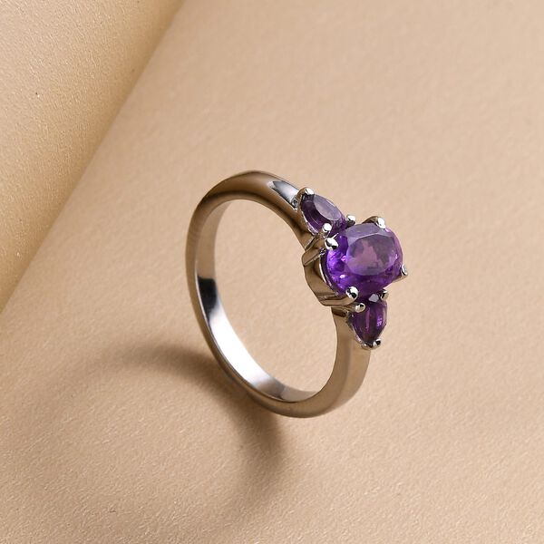 Afrikanischer Amethyst Ring, Edelstahl (Gr&ouml;&szlig;e 16.00) ca. 1,05 ct image number 2