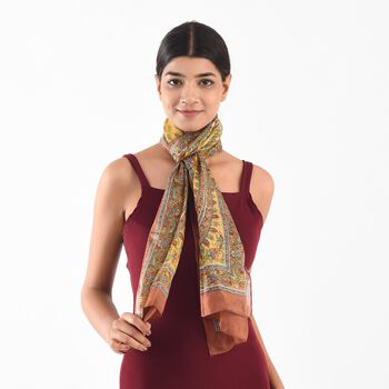 100% Natur Seide, Designer Schal, 50x160cm, Braun