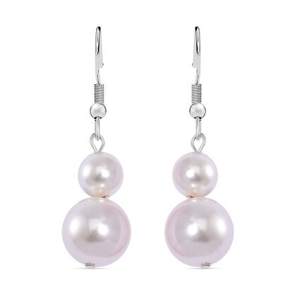 Wei&szlig;e Muschelkernperle (ca. 7-13 mm) Ohrringe, 316L Edelstahl