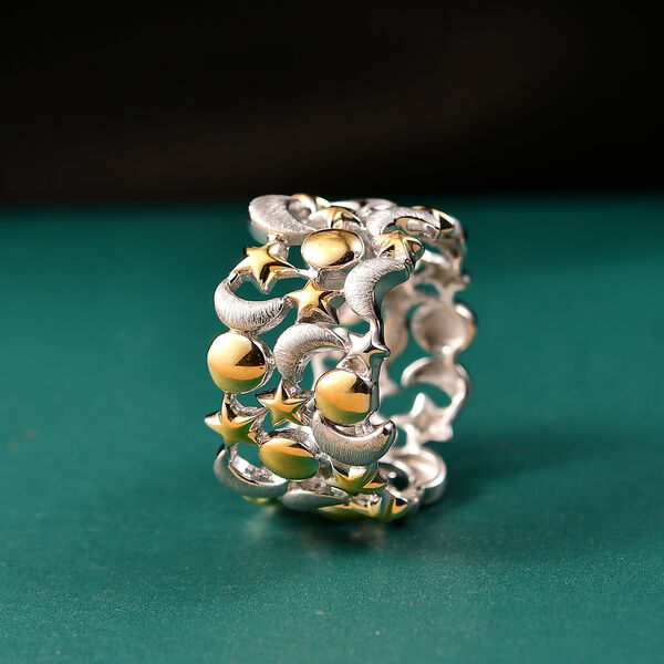 GP Celestial Kollektion - Kanchanaburi Blauer Saphir Ring 925 Silber vergoldet und platiniert (Gr&ouml;&szlig;e 21.00) ca. image number 2