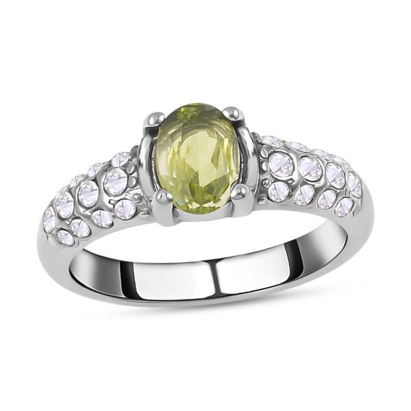 3er Set - Nat&uuml;rlicher Peridot-Anh&auml;nger mit Kette und Ring, 316L Edelstahl , ca. 0.60 ct image number 3