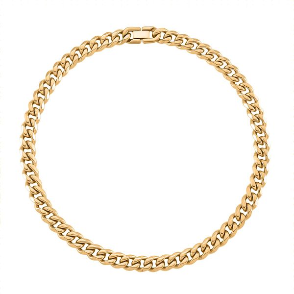 316L Edelstahl IP-Gelbbeschichtung Panzer Edelstahl Halskette ca. 45 cm ca. 56,00g image number 3