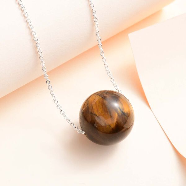 Tigerauge Halskette ca. 50 cm 925 Silber ca. 50.00 ct image number 2