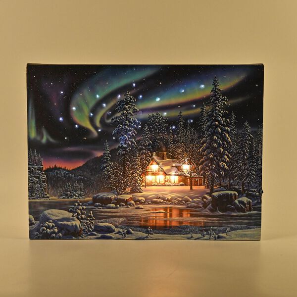 Winterdruck auf Leinwand mit LED und Glasfaserlicht image number 1