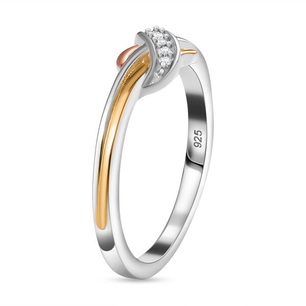Dreifarbiger, weißer Diamant-Ring in 925 Silber image number 5