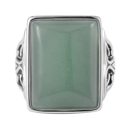Gr&uuml;ner Aventurin Ring, 316L Edelstahl, (Gr&ouml;&szlig;e 16.00), ca. 5.00 ct
