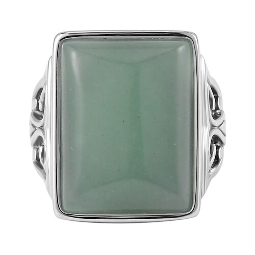 Grüner Aventurin Ring, Reiner Edelstahl, (Größe 16.00), ca. 16.50 ct image number 0