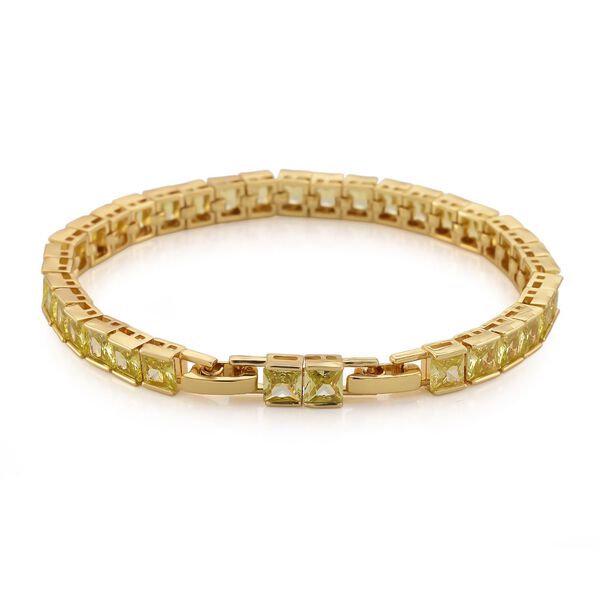 Gelber kubisches Zirkonia Armband ca. 18 cm mit 2.5 cm verlängerung, Goldfarben image number 3