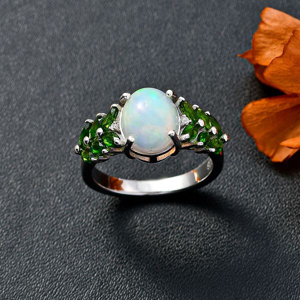 AA nat&uuml;rlicher, &auml;thiopischer Welo Opal, Zirkon und Chromdiopsid-Ring - 2,74 ct. image number 2