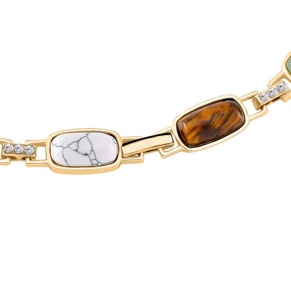 Mehrfarbige Edelsteine, Wei&szlig;e Kristall Halskette ca. 50 cm, goldfarben image number 4