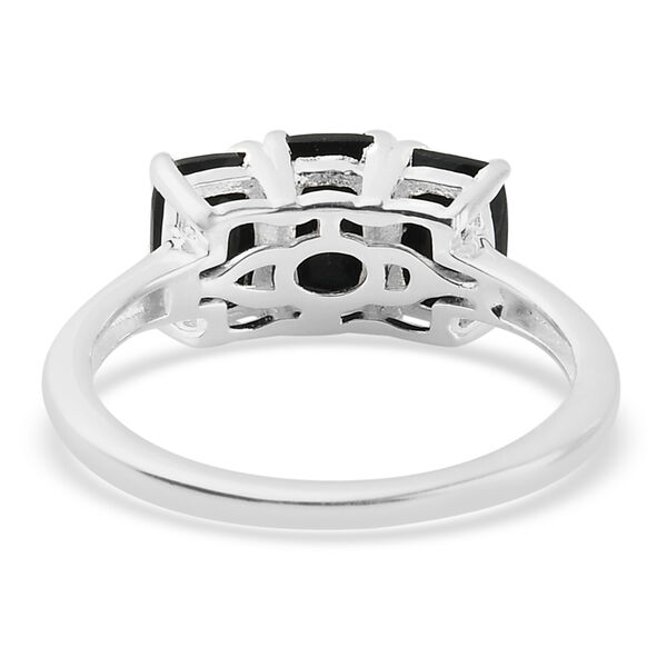 Schwarzer Turmalin 3 Stein Ring 925 Silber  ca. 1,61 ct image number 6