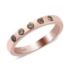 Natürlicher Champagner Diamant Band-Ring, 925 Silber Roségold Vermeil (Größe 16.00) ca. 0.25 ct
