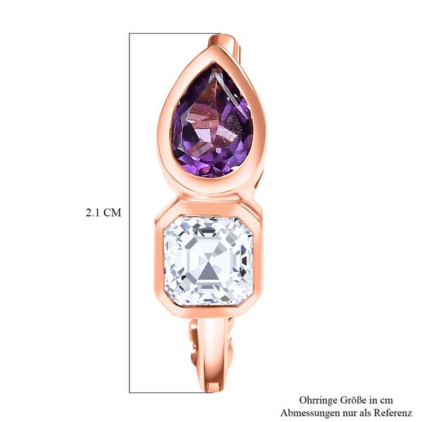 GP Amore Kollektion - Moissanit, Rose De France Amethyst und Saphir Ohrringe - 2,82 ct. image number 4