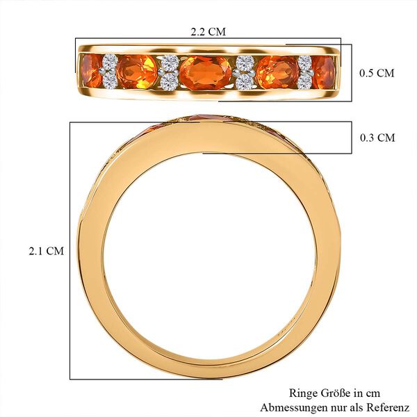 AA Salamanca Feueropal, Weißer Zirkon Ring 925 Silber vergoldet (Größe 17.00) ca. 0,74 ct image number 7
