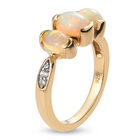 Natürlicher Äthiopischer Opal und Zirkon 3 Stein Ring 925 Silber vergoldet  ca. 1,21 ct image number 4