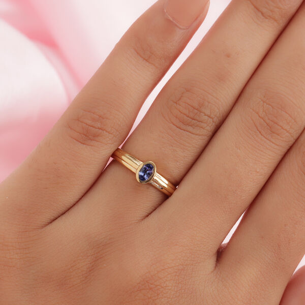 AA Tansanit Solitär Ring 925 Silber vergoldet  ca. 0,27 ct image number 3