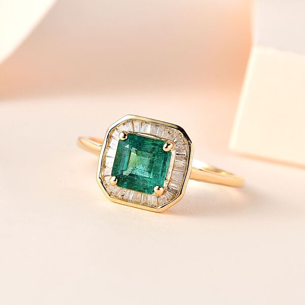 AAA Kagem sambischer Smaragd und Diamant-Ring in 585 Gold - 1,34 ct. image number 8