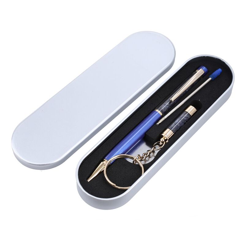 Premium Kollektion - Echter blauer Saphir-Kugelschreiber mit extra Mine und Schlüsselanhänger image number 0
