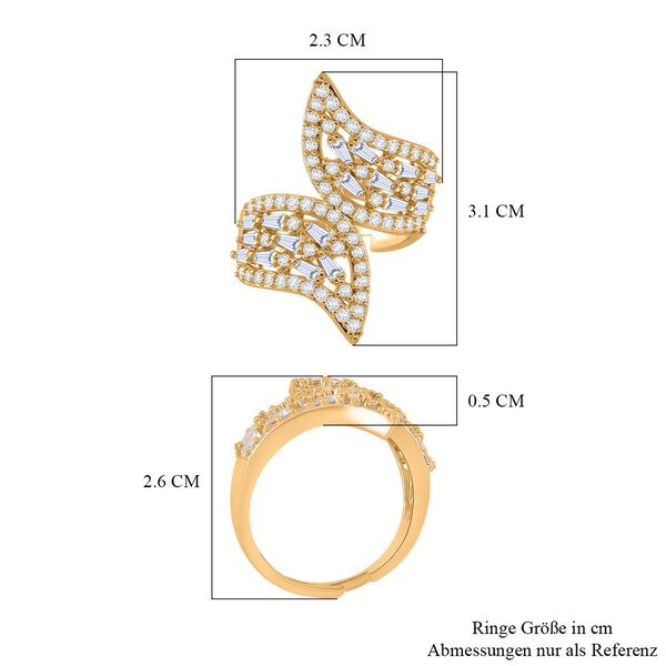Wei&szlig;er Zirkonia Ring, flexibel, Messing, Goldfarben image number 5