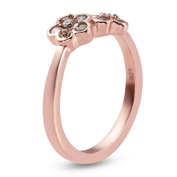 Natürlicher Champagner Bypass Ring 925 Silber Roségold Vermeil image number 5