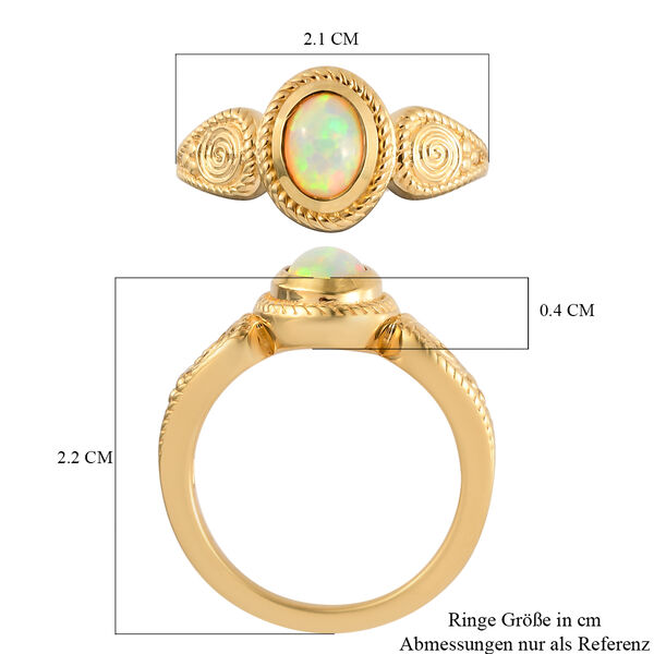 Natürlicher, äthiopischer Opal-Ring, 925 Silber Gelbgold Vermeil  ca. 0,55 ct image number 6