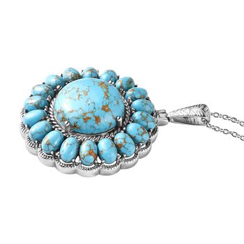 Blauer T&uuml;rkis Anh&auml;nger mit 50cm Kette - 33,75 ct.