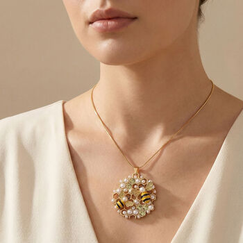 Gelber Kristall, Kunststoff Perle Anh&auml;nger mit Kette ca. 63.5 cm + 5 cm Extender, Legierung emailliert, Legierung Gelb