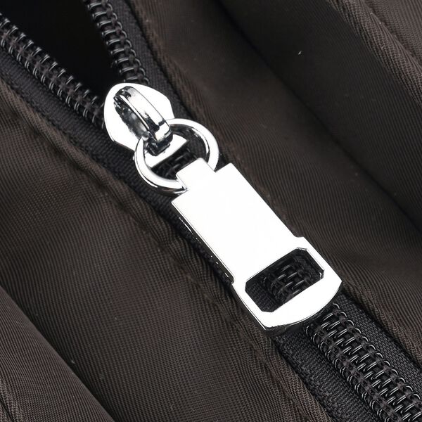 Elegante Signature Handtasche, edles Nylon Design mit 3 Rei&szlig;verschluss Taschen und 2 offenen Au&szlig;entaschen, ca. 30 x 30 x 10 cm, Dunkelbraun image number 6