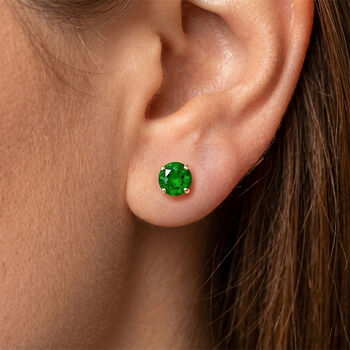 AAA nat&uuml;rliche Chromdiopsid Ohrringe in 375 Gold - 1 ct.