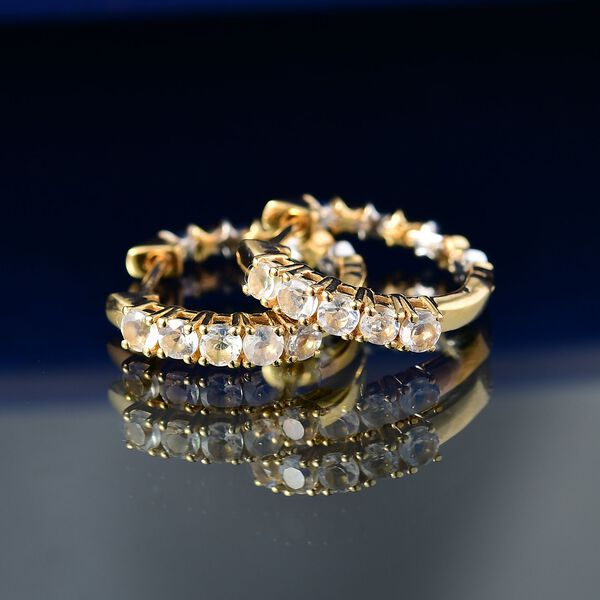 D joy AAA Premium Malagasy Regenbogen Mondstein Ohrringe, 925 Silber platiniert und vergoldet ca. 0,71 ct. image number 2