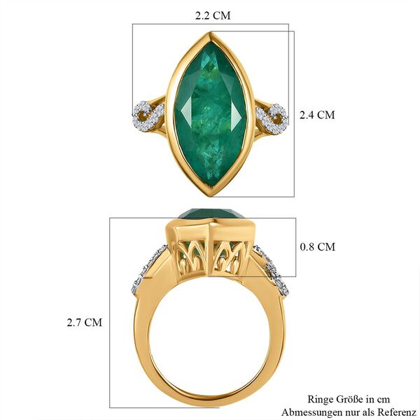 Smaragd Triplett Quarz und Zirkon Ring - 8,76 ct. image number 7