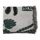 Handgewebte Jacquard-Decke mit Fransen, 100% Baumwolle, Palmenmuster, Grün und Elfenbein image number 3