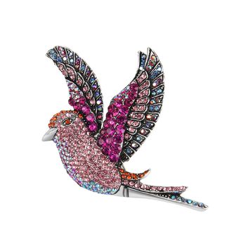 Mehrfarbige Kristall-Brosche, Vogel