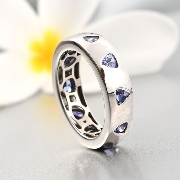 AA Tansanit Ring 925 Silber Platin-Überzug image number 2