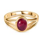 AA Afrikanischer Rubin (Fissure gef&uuml;llt) Ring 925 Silber 750 Gelb Vermeil (Gr&ouml;&szlig;e 20.00) ca. 2,05 ct