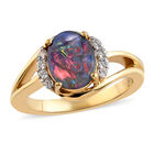 Boulder Opal Triplett und Zirkon Ring 925 Silber vergoldet  ca. 1,35 ct image number 3